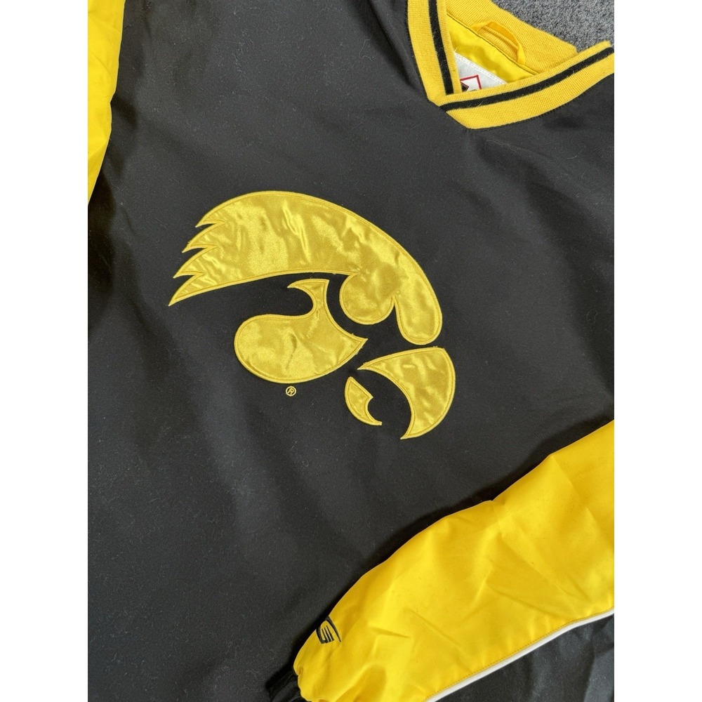 Iowa Hawkeyes Pullover Jacket Black Yellow V Neck Windbreaker S